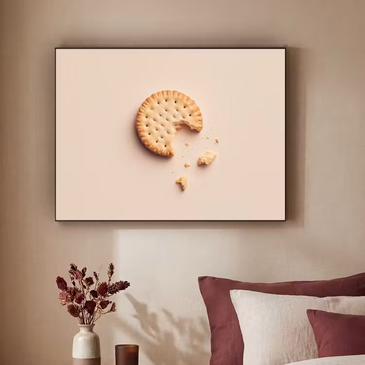 Koekje - Kruimels - beige Textielframe zwart klein -sfeer1