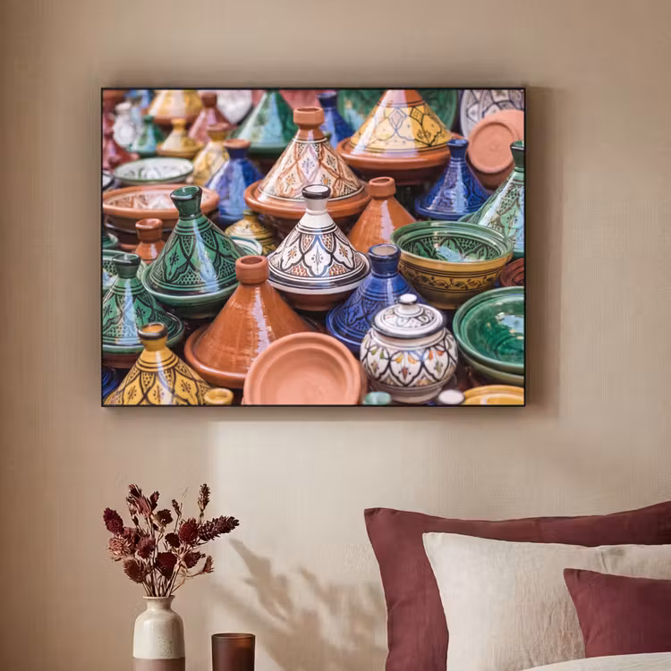 Art Frame - Keramik – Bunt – Muster - Aardewerk - Kleurrijk - Patroon Textielframe zwart klein