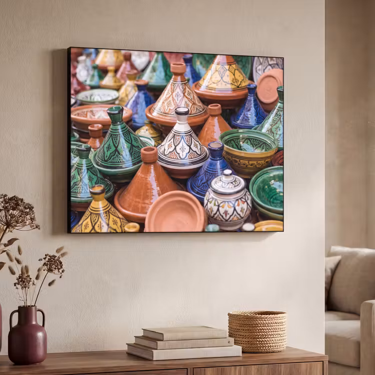 Art Frame - Keramik – Bunt – Muster - Aardewerk - Kleurrijk - Patroon Textielframe zwart klein