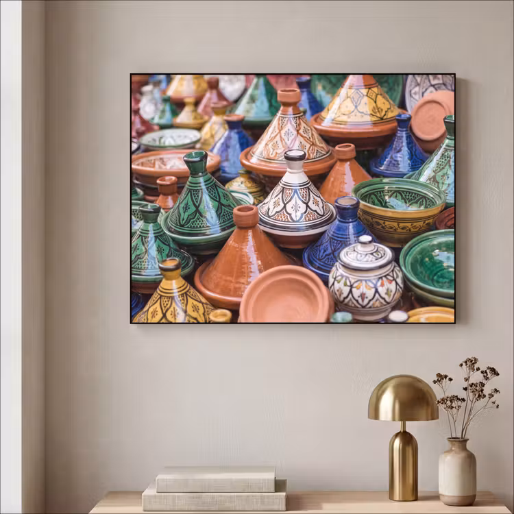 Art Frame - Keramik – Bunt – Muster - Aardewerk - Kleurrijk - Patroon Textielframe zwart klein