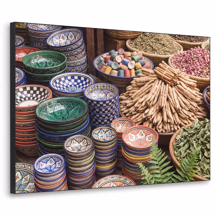 Art Frame - Keramik – Orientalisch – Farbenfroh - Aardewerk - Oosters - Kleurrijk Textielframe zwart klein