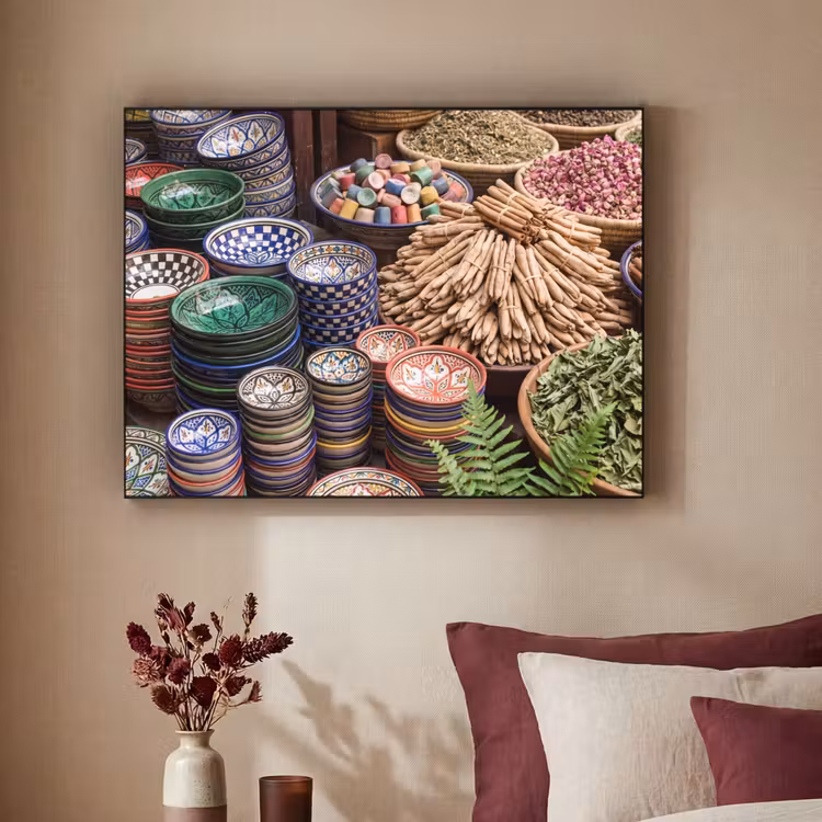 Art Frame - Keramik – Orientalisch – Farbenfroh - Aardewerk - Oosters - Kleurrijk Textielframe zwart klein
