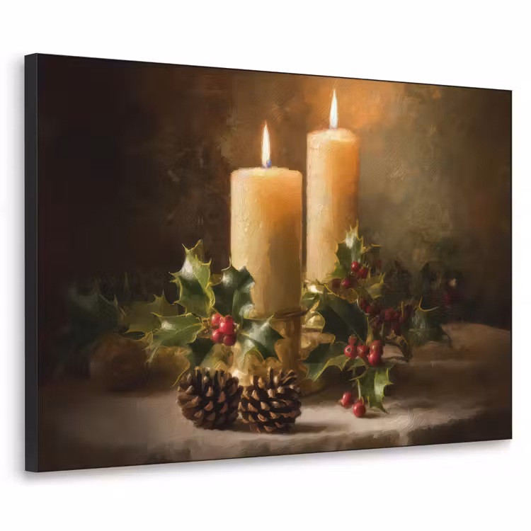 Kaarslicht - Kerst - Veelkleurig Textielframe - compleet frame klein -3d