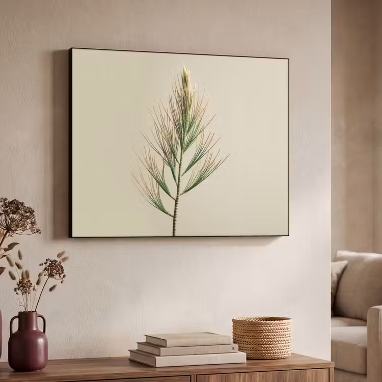 Dennentak - Naaldvormige bladeren - Lichtgroen Textielframe zwart klein -sfeer3