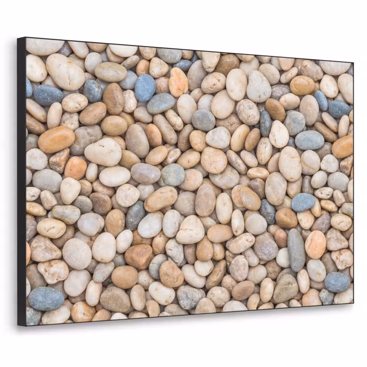 Kiezelstenen - Natuur - Textuur - Beige - Grijs Textielframe zwart klein -3d