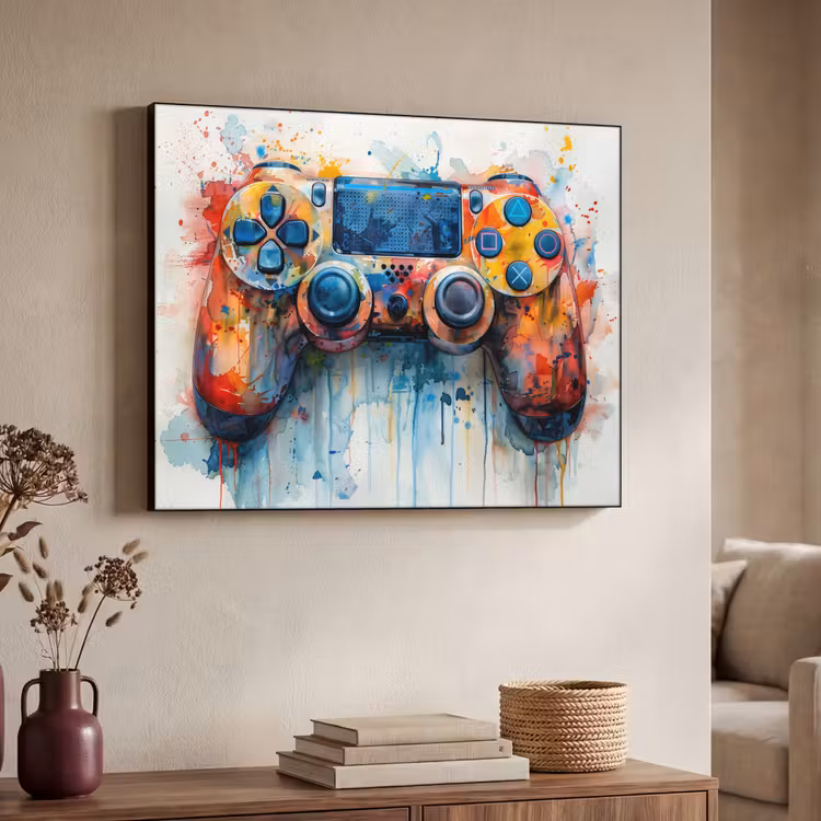Kinder- en tiener kamer - Gaming - Game controller Textielframe zwart klein -sfeer3