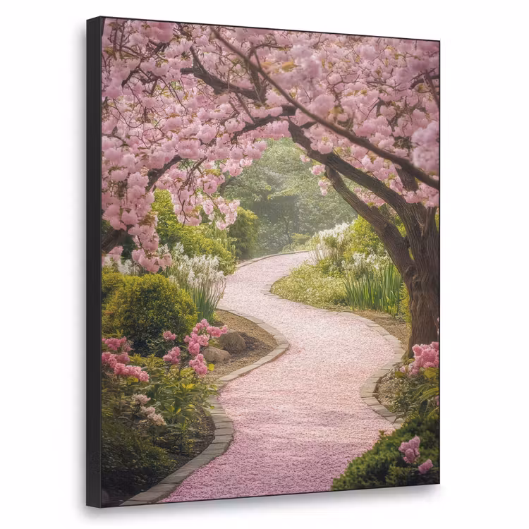 Kersenbloesem - Natuur - Sakura - Pad - Japanse tuin Textielframe zwart klein -3d