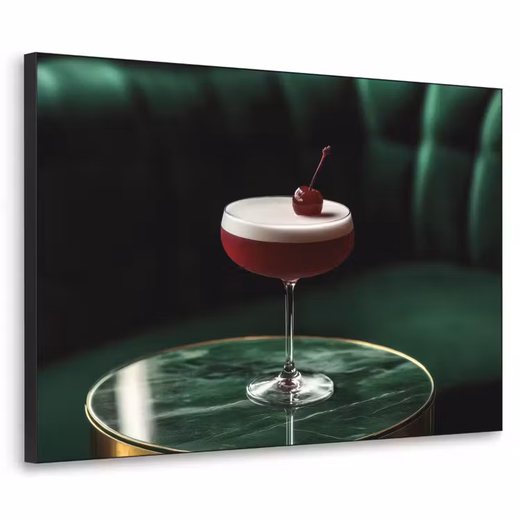 Kers - Cocktail - Rood - Marmer Textielframe - compleet frame klein -3d