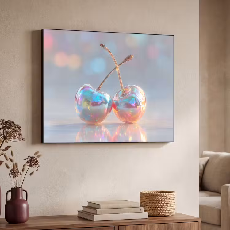 Kersen - Glanzend - Regenboogkleur Textielframe - compleet frame klein -sfeer3