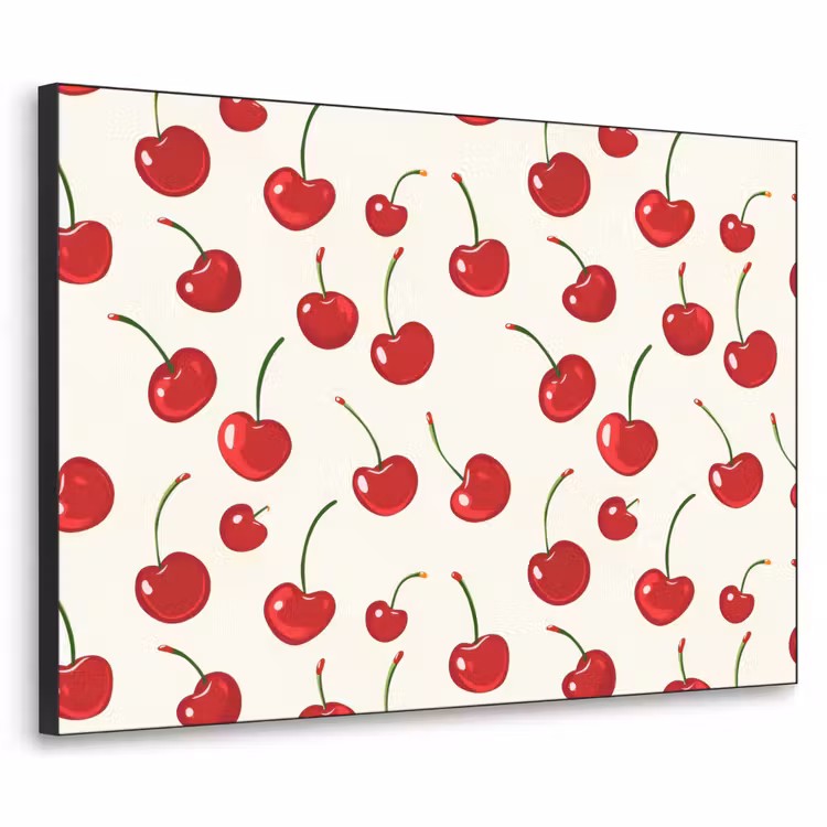 Kersen - Minimalistisch - Rood Textielframe zwart klein 947 -3d