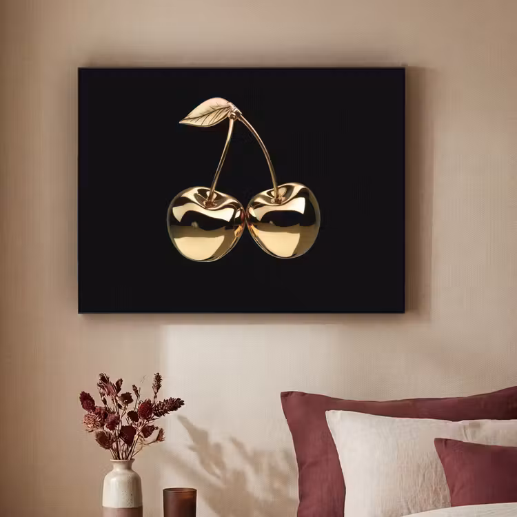 Kersen - Zwart - Goud - Chrome Textielframe zwart klein -sfeer1