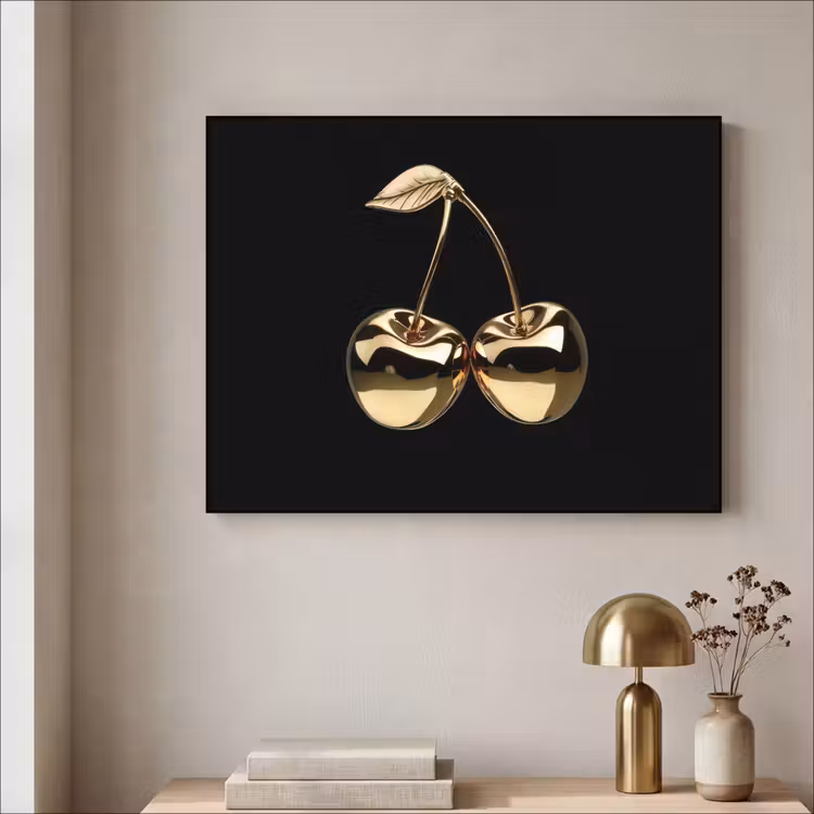 Kersen - Zwart - Goud - Chrome Textielframe zwart klein -sfeer2