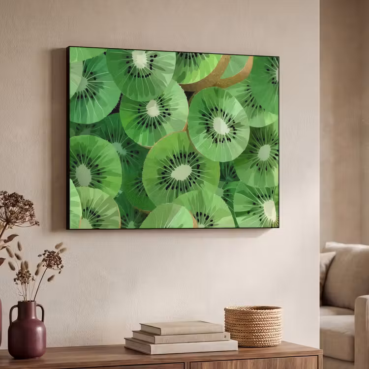 Kiwi - Groen - Pitten Textielframe zwart klein -sfeer3