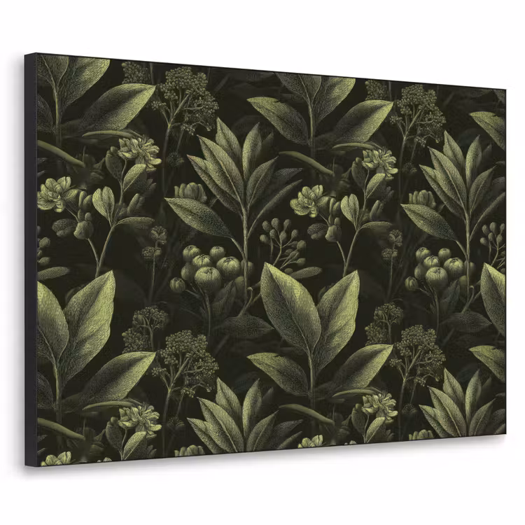 Klassiek - Donker - Botanisch - Planten Textielframe zwart klein 947 -3d