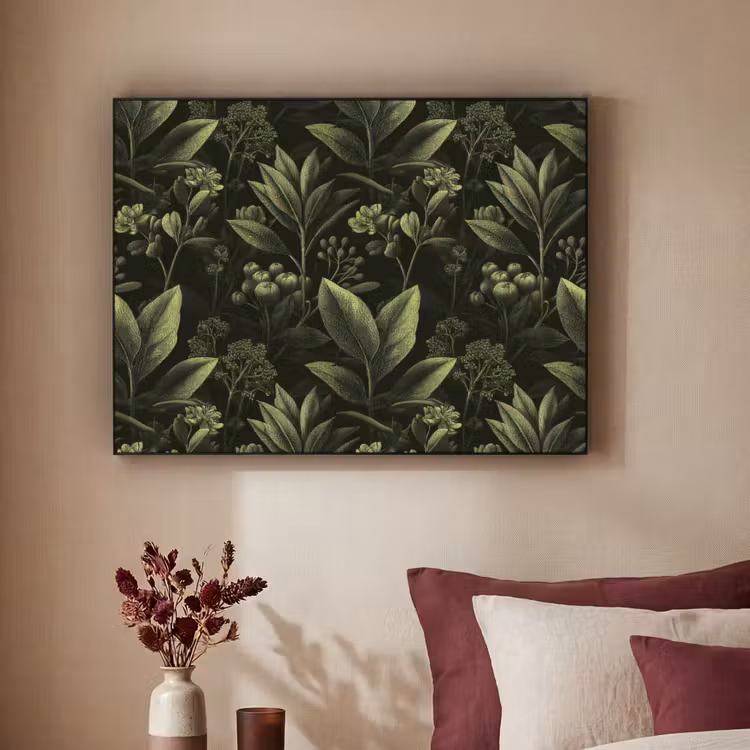 Klassiek - Donker - Botanisch - Planten Textielframe zwart klein 947 -sfeer1