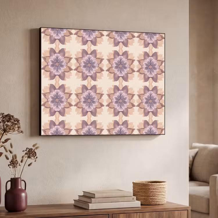 Klassiek - Patroon - Paars Textielframe zwart klein 947 -sfeer3