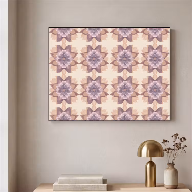 Klassiek - Patroon - Paars Textielframe zwart klein 947 -sfeer2