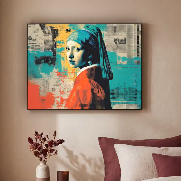 Klassiek - Pareloorbel - Streetartstijl - Kleurrijk Textielframe zwart klein -sfeer1