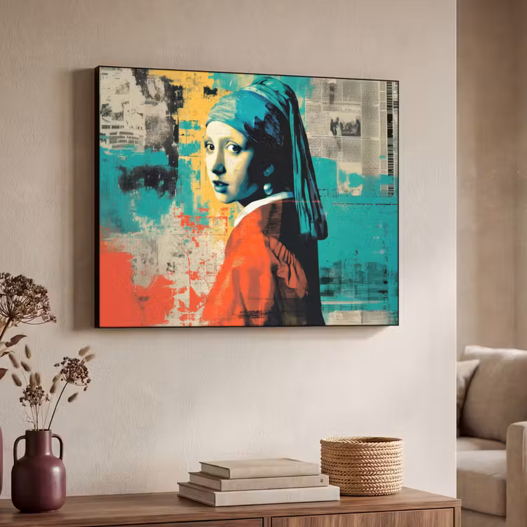 Klassiek - Pareloorbel - Streetartstijl - Kleurrijk Textielframe zwart klein -sfeer3