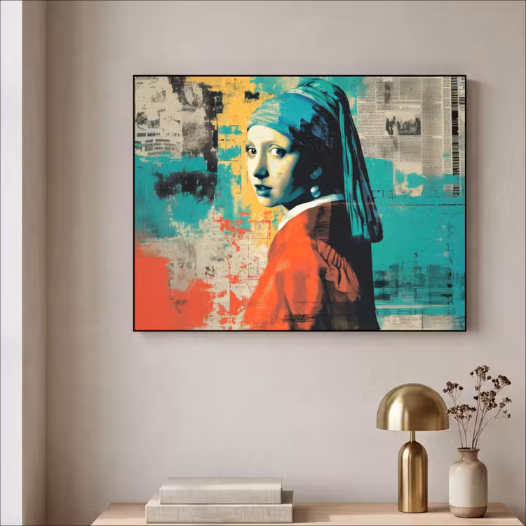 Klassiek - Pareloorbel - Streetartstijl - Kleurrijk Textielframe - compleet frame klein -sfeer2