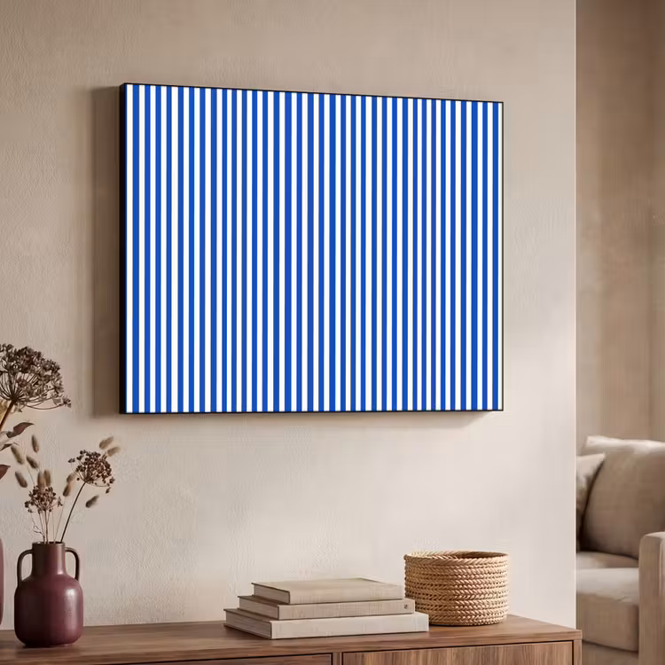 Klassiek - Strepen - Blauw Textielframe zwart klein 947 -sfeer3