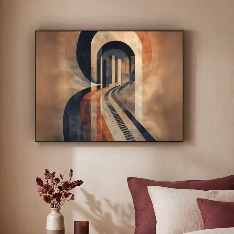 Piano - Toetsen - Abstract Textielframe zwart klein -sfeer1