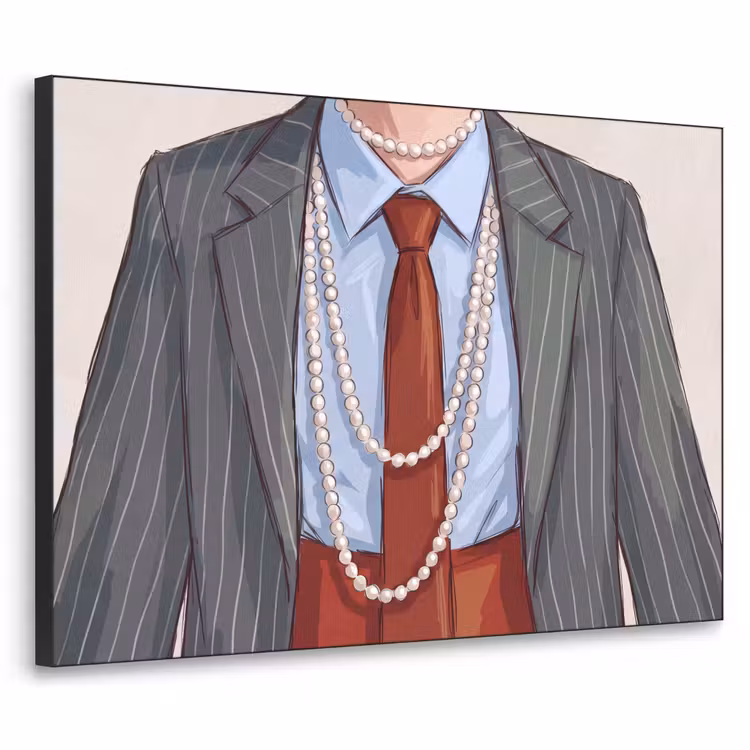 Kleding - Strik - Parels - Klassiek - Mode Textielframe zwart klein -3d