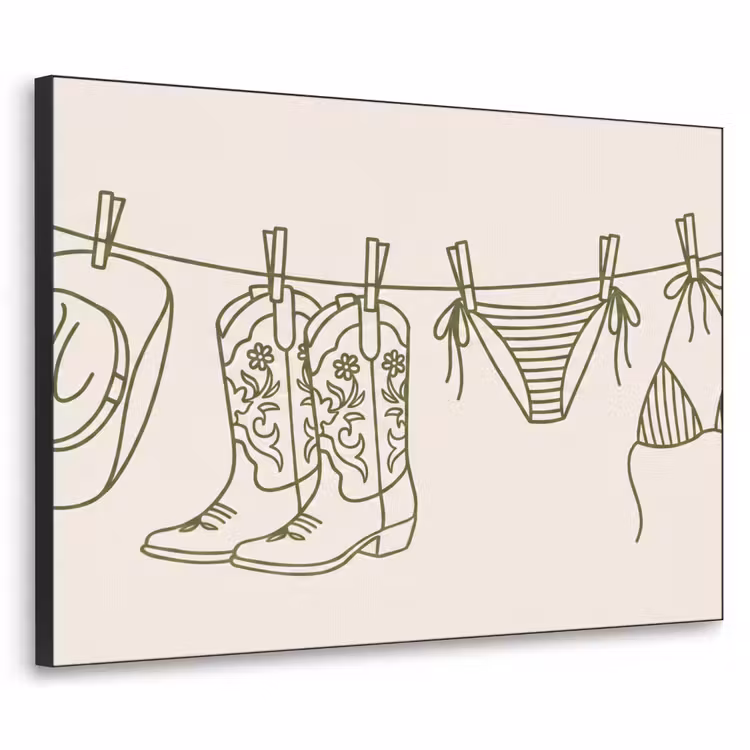 Kleding - Waslijn - Zomer - Lijntekening - Groen Textielframe zwart klein -3d