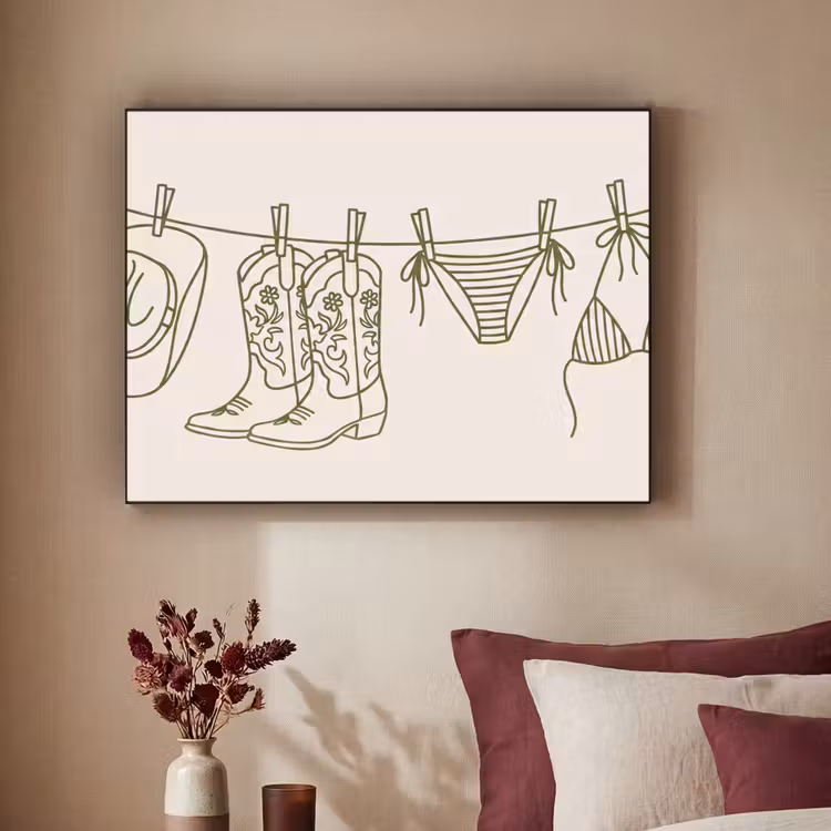 Kleding - Waslijn - Zomer - Lijntekening - Groen Textielframe zwart klein -sfeer1