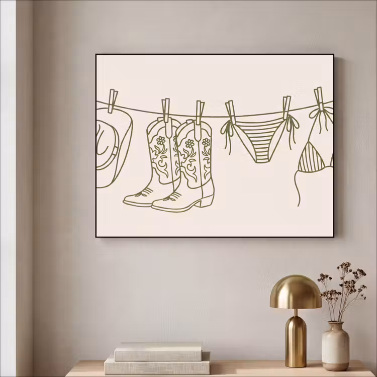 Kleding - Waslijn - Zomer - Lijntekening - Groen Textielframe zwart klein -sfeer2