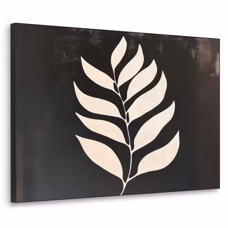 Blad - Wit - Minimalistisch Textielframe - compleet frame klein -3d