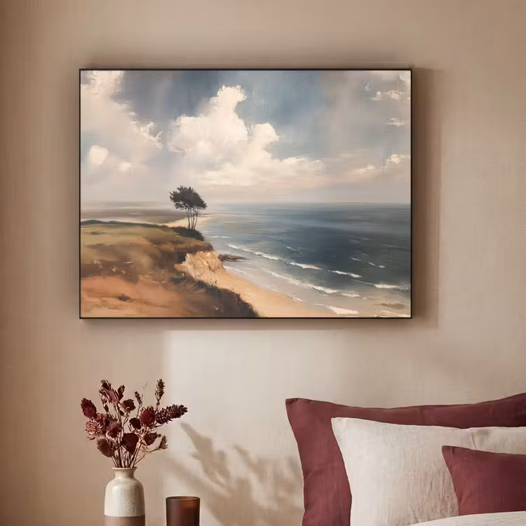 Klif - Zee - Boom Textielframe zwart klein -sfeer1