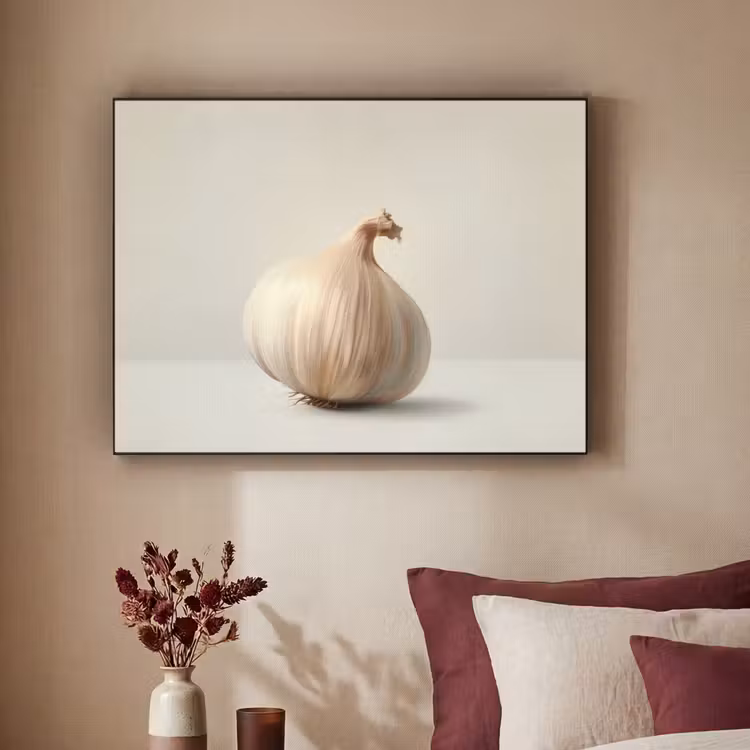 Knoflook - Natuurlijk - Beige Textielframe zwart klein -sfeer1