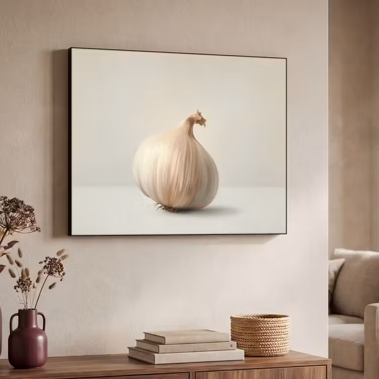 Knoflook - Natuurlijk - Beige Textielframe zwart klein -sfeer3