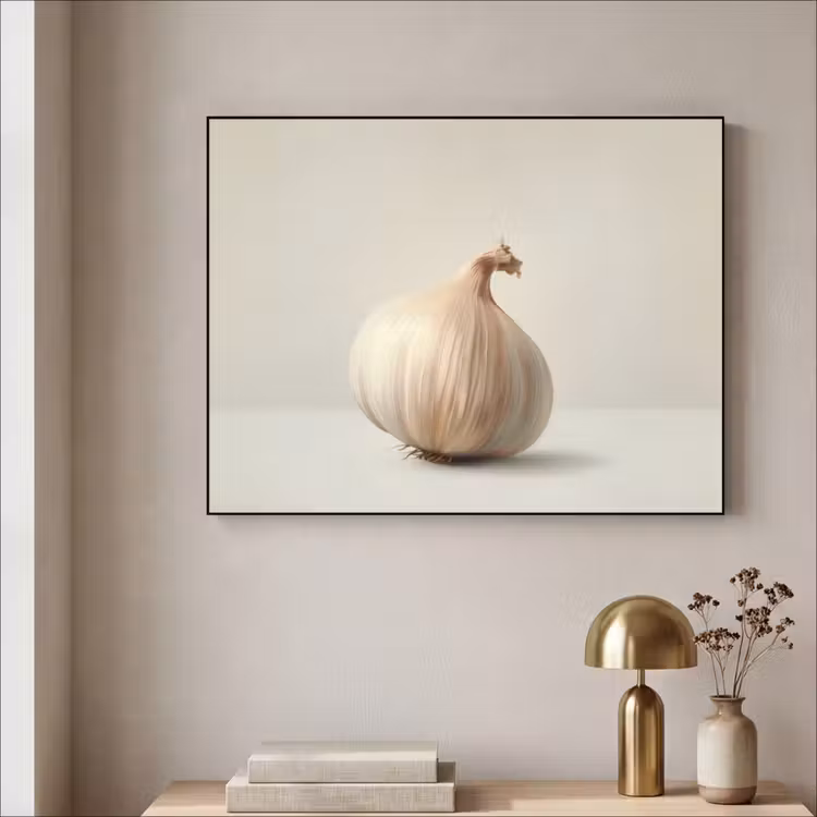 Knoflook - Natuurlijk - Beige Textielframe zwart klein -sfeer2