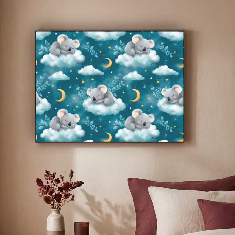 Koala's - Betoverend - Blauw Textielframe zwart klein 947 -sfeer1