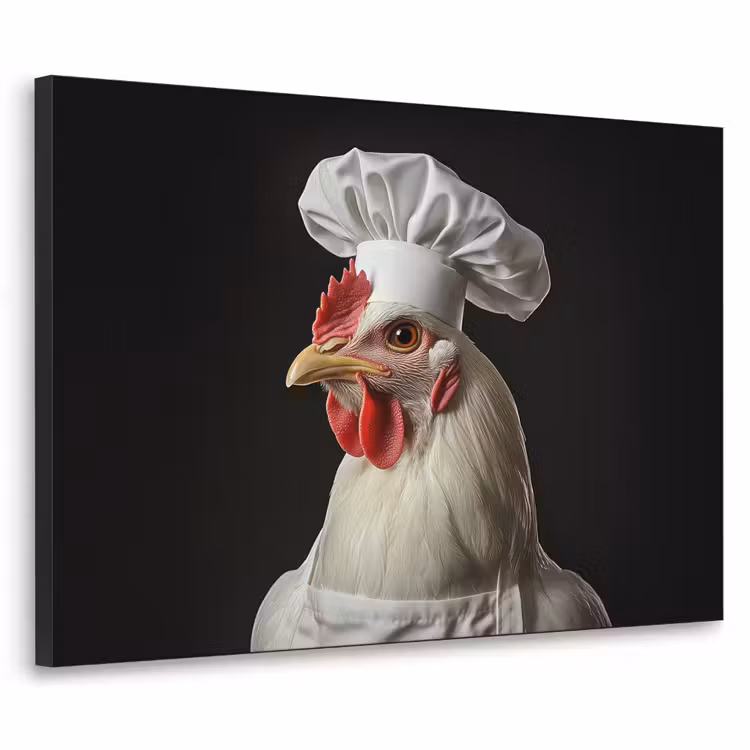 Kok - Rood - Kip Textielframe zwart klein -3d