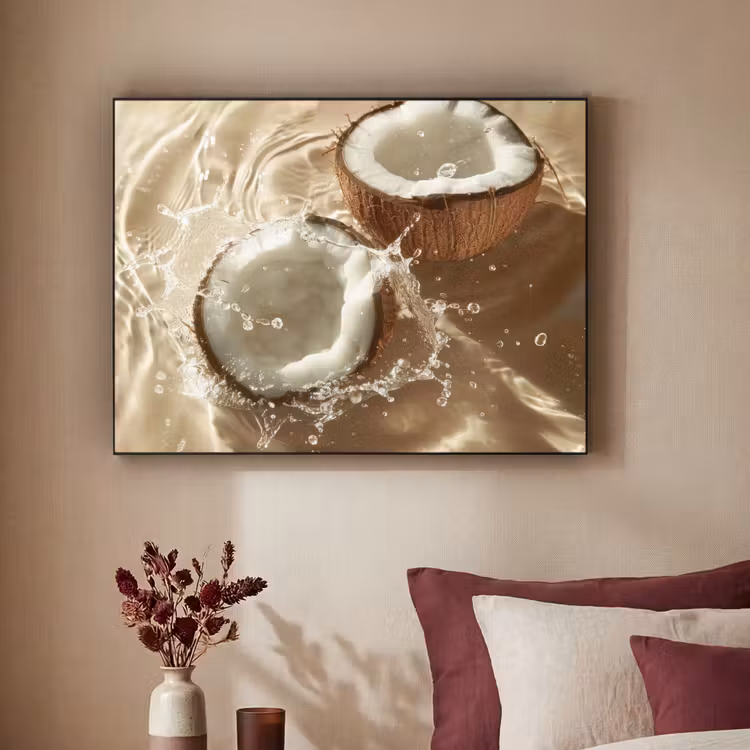 Kokosnoot - Water - Beige - Spetters Textielframe zwart klein -sfeer1