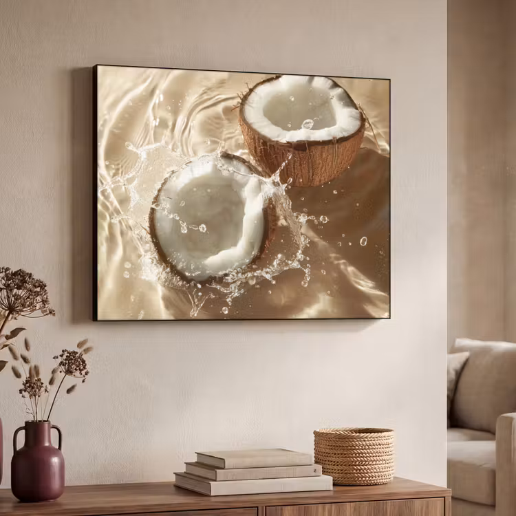 Kokosnoot - Water - Beige - Spetters Textielframe zwart klein -sfeer3