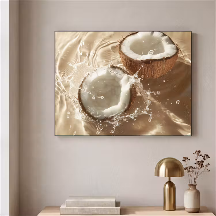 Kokosnoot - Water - Beige - Spetters Textielframe zwart klein -sfeer2