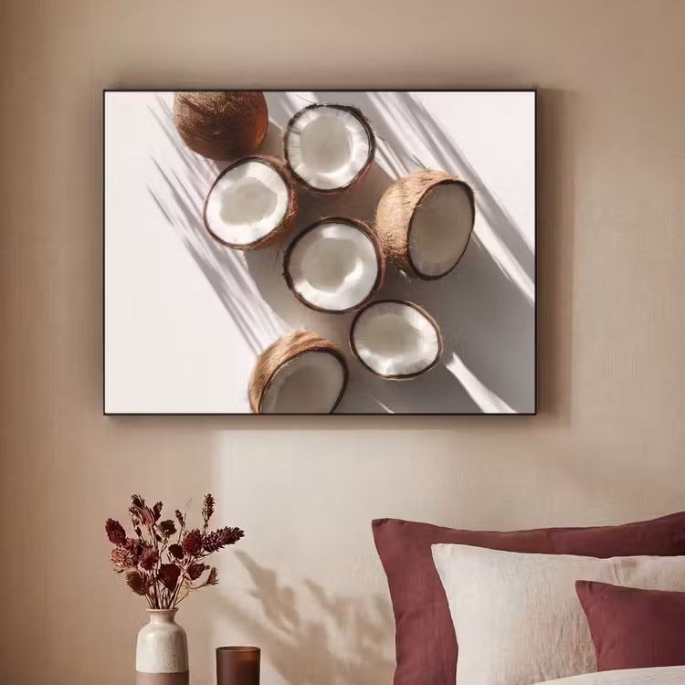 Kokosnoten - Bruin - Shaduw Textielframe - compleet frame klein -sfeer1