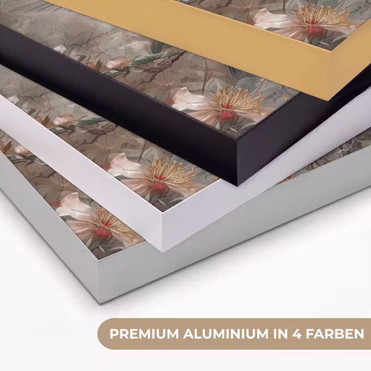 Kolibrie - Vogels - Bloemen - Planten Textielframe zwart klein -USP_kleurenDE