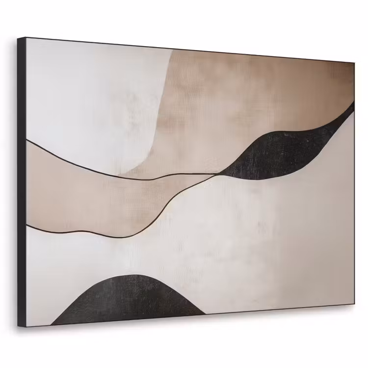 Contourlijnen - Abstracte landschap Textielframe zwart klein -3d