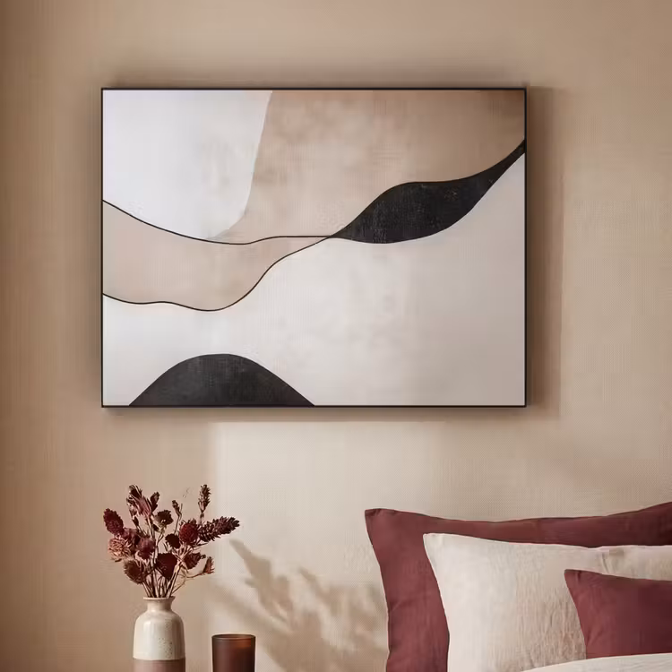 Contourlijnen - Abstracte landschap Textielframe zwart klein -sfeer1