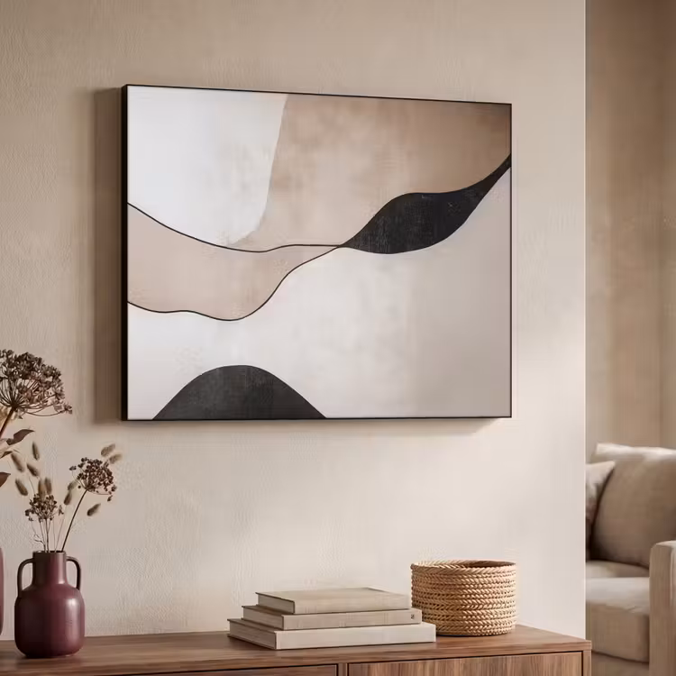 Contourlijnen - Abstracte landschap Textielframe zwart klein -sfeer3