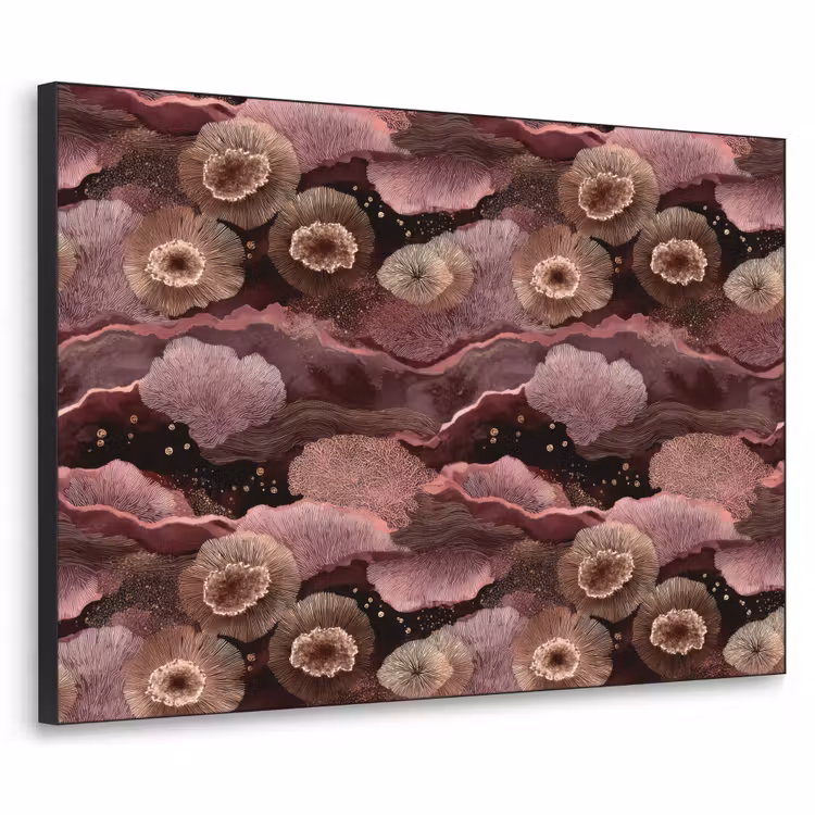 Koraal - Organisch - Roze Textielframe zwart klein 947 -3d