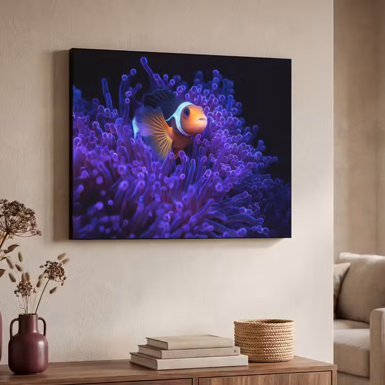 Koraal - Vis - Oranje - Zee Textielframe - compleet frame klein -sfeer3