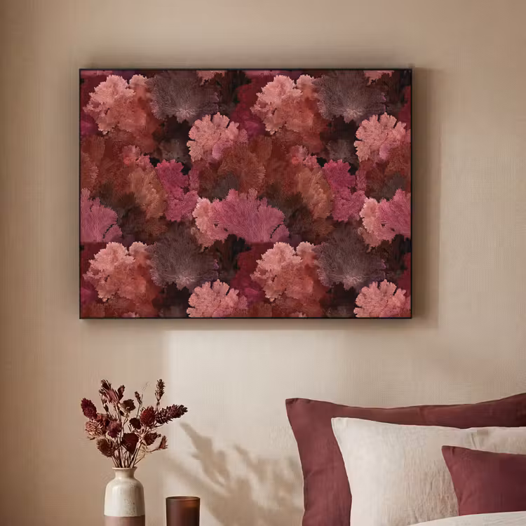 Koraal - Textuur - Kleurrijk Textielframe zwart klein 947 -sfeer1