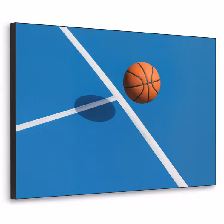 Basket - Bal - Blauw - Zwevend Textielframe zwart klein -3d