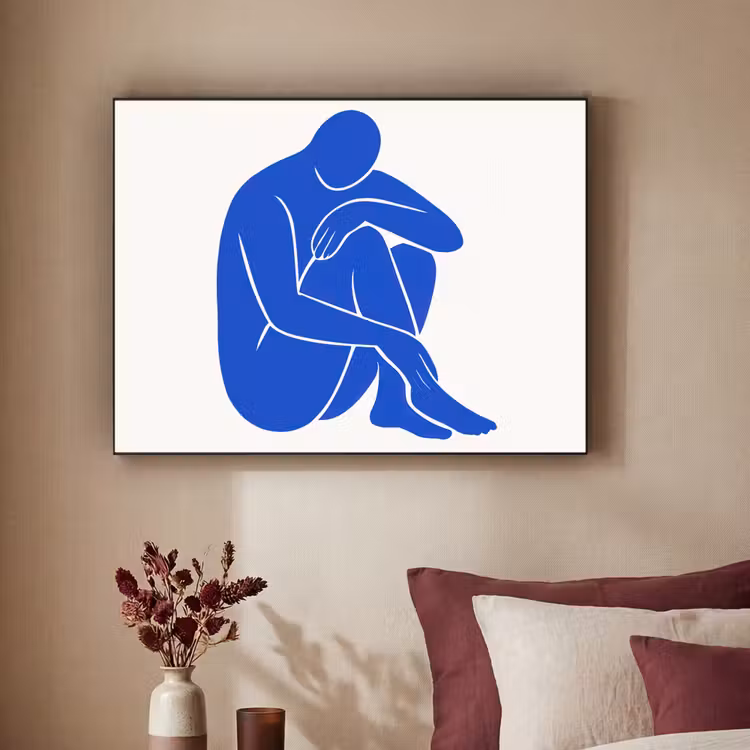 Lichaam - Abstract - Blauw Textielframe zwart klein -sfeer1